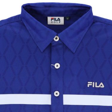 フィラ FILA　メンズ ロゴプリント ダイヤ柄ジャガード 配色ライン 長袖 ポロシャツ 783-503　2023年モデル 詳細3