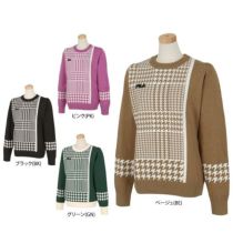 フィラ FILA　レディース ロゴ刺繍 千鳥柄 長袖 クルーネック セーター 793-781　2023年モデル