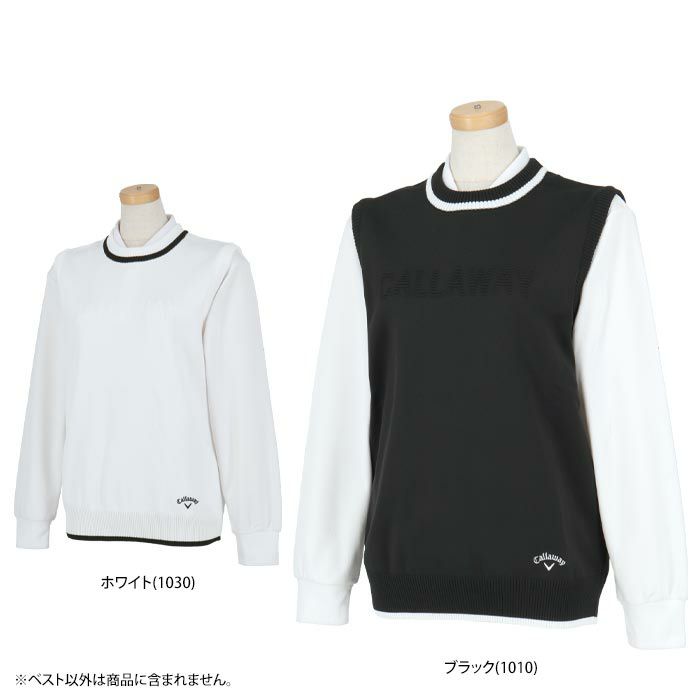 キャロウェイ Callaway レディース ピンタックロゴ クルーネック