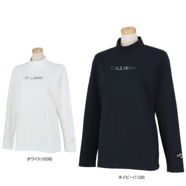 キャロウェイ Callaway　レディース メタリックロゴ 天竺生地 長袖 モックネックシャツ C24233200　2024年モデル 詳細1