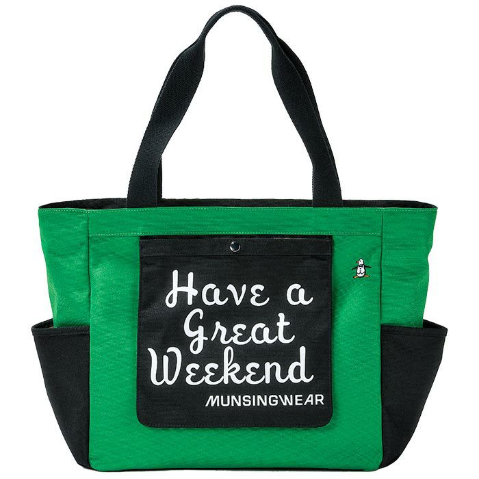 マンシングウェア Munsingwear　ENVOY メッセージデザイン トートバッグ MG4FTT10L GRBK グリーン×ブラック　2024年モデル グリーン×ブラック（GRBK）