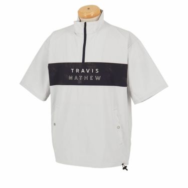 トラヴィスマシュー Travis Mathew　メンズ ロゴプリント 生地切替 2WAYストレッチ 半袖 クォータージップ ジャケット 7AK005　2024年モデル マイクロチップ（0MCR）