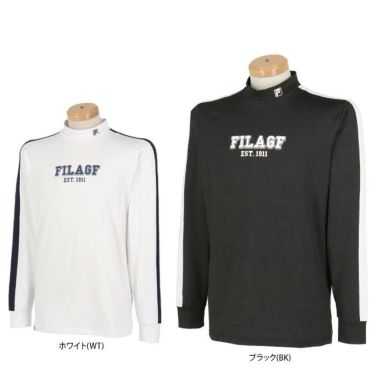 フィラ FILA　メンズ タイポグラフィ柄 サイドライン 裏微起毛 長袖 モックネックシャツ 784-510　2024年モデル 詳細1