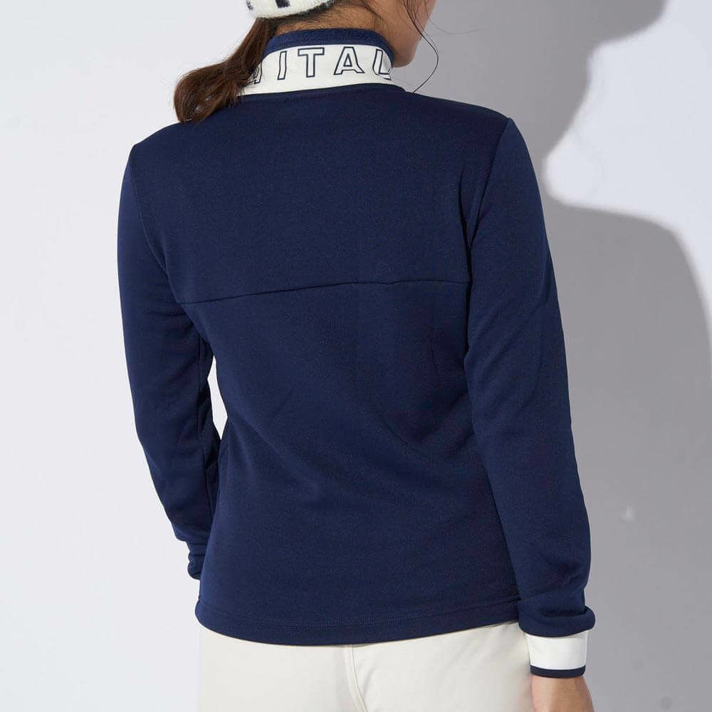 フィラ FILA　レディース 配色切替 裏起毛 ロゴプリント ストレッチ 長袖 ハーフジップシャツ 794-504　2024年モデル 詳細2