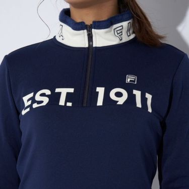 フィラ FILA　レディース 配色切替 裏起毛 ロゴプリント ストレッチ 長袖 ハーフジップシャツ 794-504　2024年モデル 詳細4