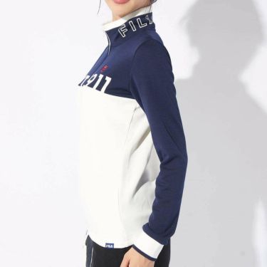 フィラ FILA　レディース 配色切替 裏起毛 ロゴプリント ストレッチ 長袖 ハーフジップシャツ 794-504　2024年モデル 詳細7