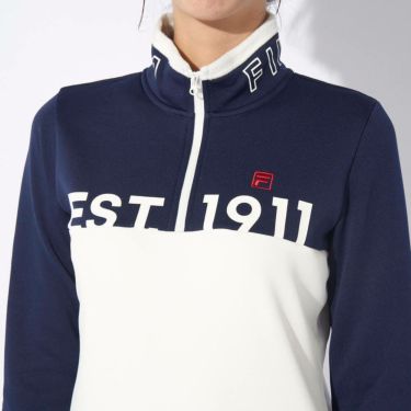 フィラ FILA　レディース 配色切替 裏起毛 ロゴプリント ストレッチ 長袖 ハーフジップシャツ 794-504　2024年モデル 詳細8