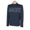 ジャックバニー Jack Bunny!!　メンズ 軽量 アウトラインロゴプリント 裏起毛 ストレッチ 長袖 モックネックシャツ 262-4266121　2024年モデル ネイビー（120）