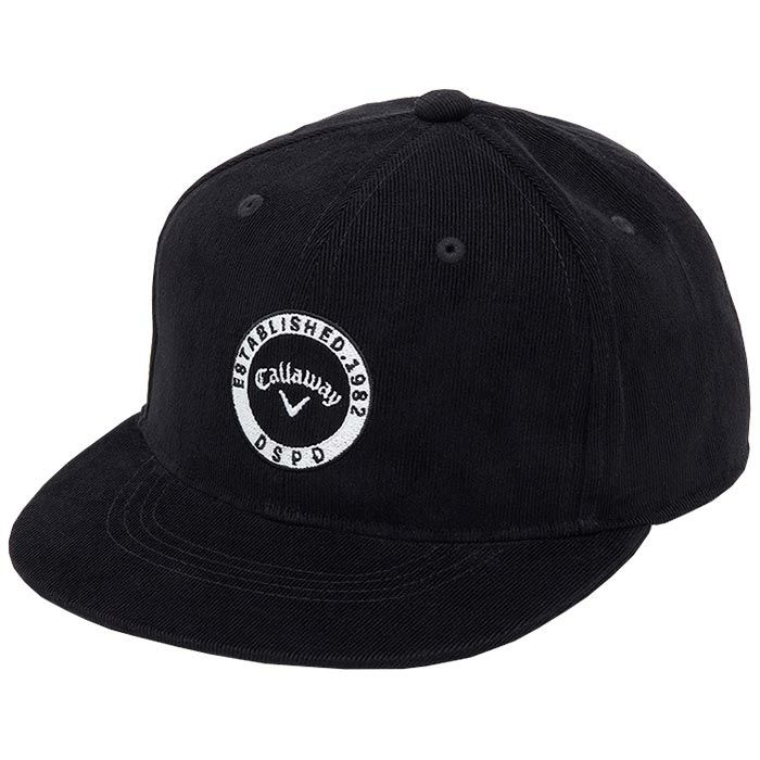 キャロウェイ Callaway　メンズ ロゴワッペン コーデュロイ フラットブリム キャップ C24291104 1010 ブラック　2024年モデル ブラック（1010）