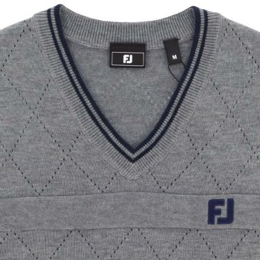 フットジョイ FootJoy　メンズ ロゴ刺繍 ダイヤ柄 編地切替 Vネック ニット ベスト FJ-F24-M10　2024年モデル 詳細7