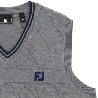 フットジョイ FootJoy　メンズ ロゴ刺繍 ダイヤ柄 編地切替 Vネック ニット ベスト FJ-F24-M10　2024年モデル 詳細8