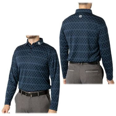 フットジョイ FootJoy　メンズ ロゴジャカード ボーダー柄 ストレッチ 長袖 ポロシャツ FJ-F24-S13　2024年モデル 詳細6