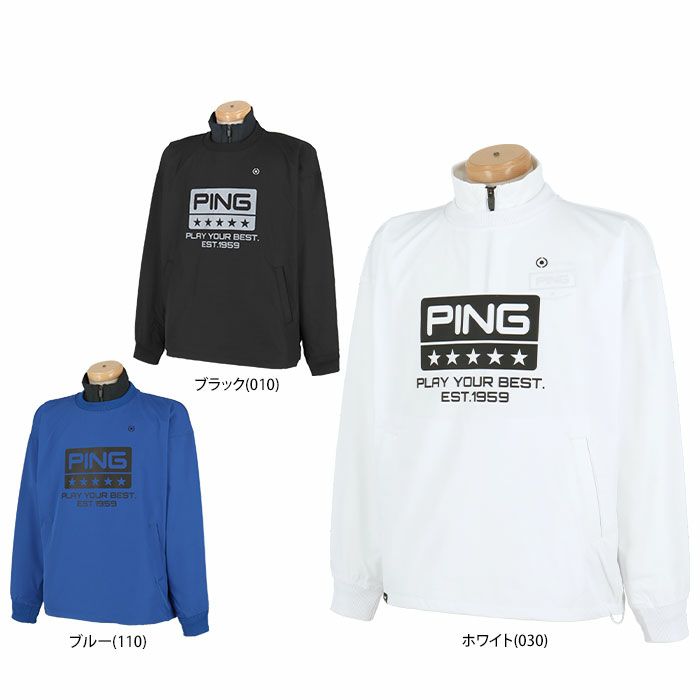 ピン PING メンズ 撥水 防風 ストレッチ 中綿入り 長袖 クルーネック 