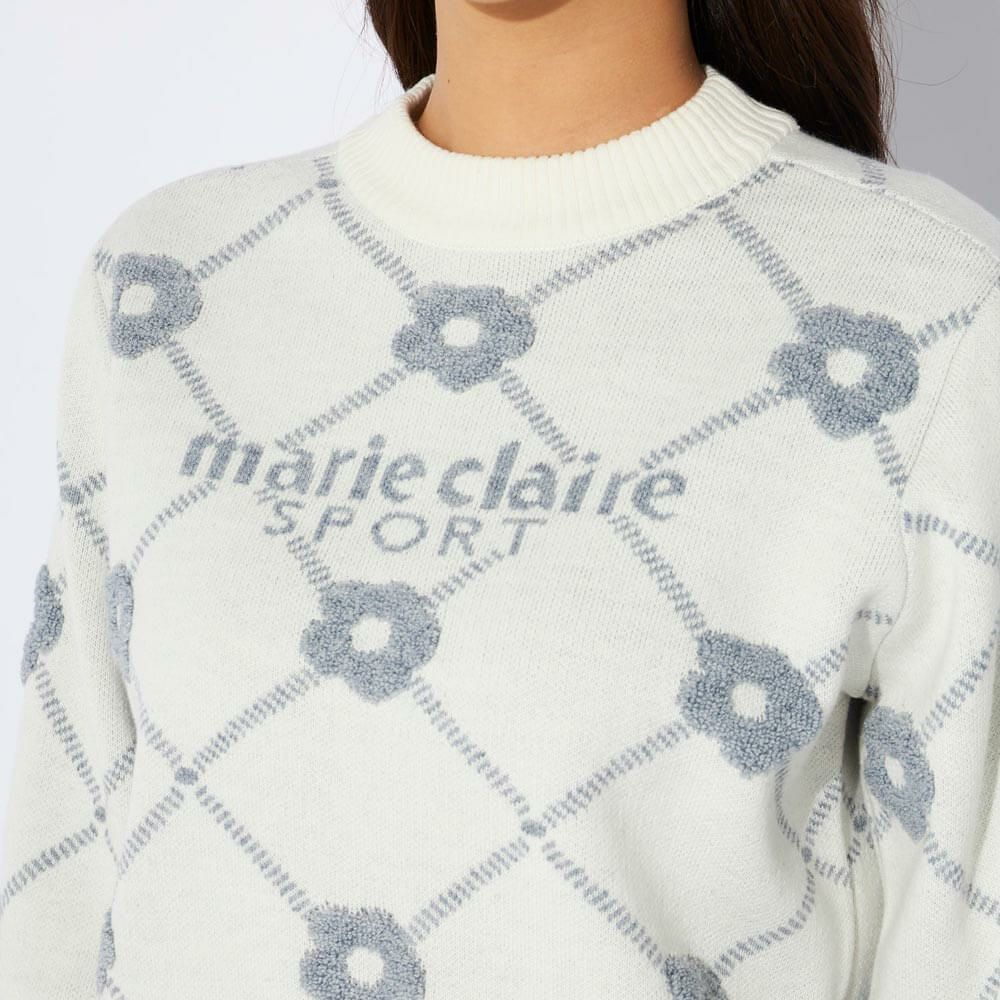 マリクレール marie claire　レディース ロゴジャガード 花柄 パイル編み 長袖 クルーネック セーター 734-721　2024年モデル 詳細8