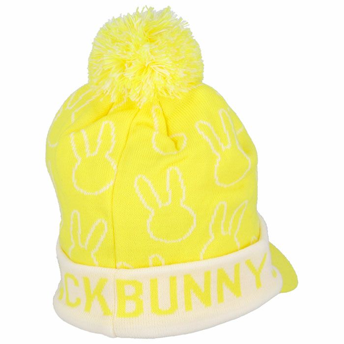 ジャックバニー Jack Bunny!!　ロゴジャガード うさぎ つば付き ニット キャップ 262-4287007 060 イエロー　2024年モデル 詳細1