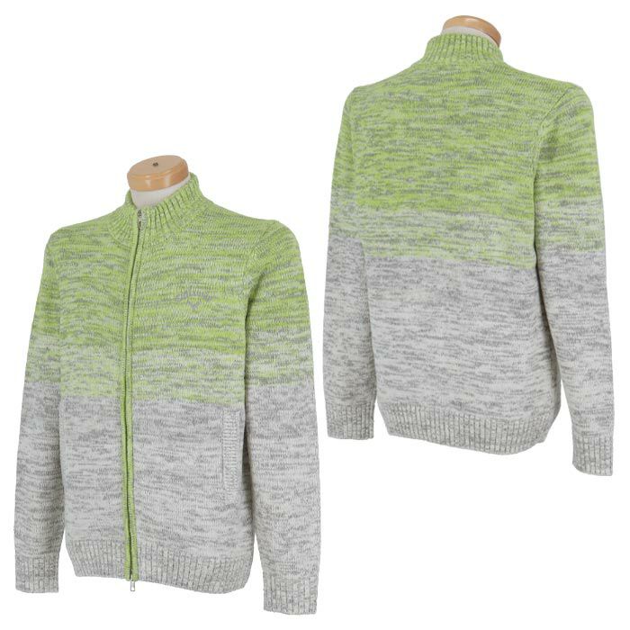 キャロウェイ Callaway　メンズ グラデーションボーダー柄 メランジ 長袖 フルジップ セーター C24218106　2024年モデル 詳細2