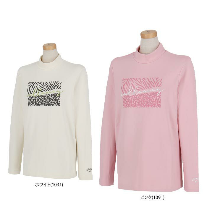 キャロウェイ Callaway　レディース レオパードプリント 保温 裏微起毛 長袖 モックネックシャツ C24233205　2024年モデル 詳細1