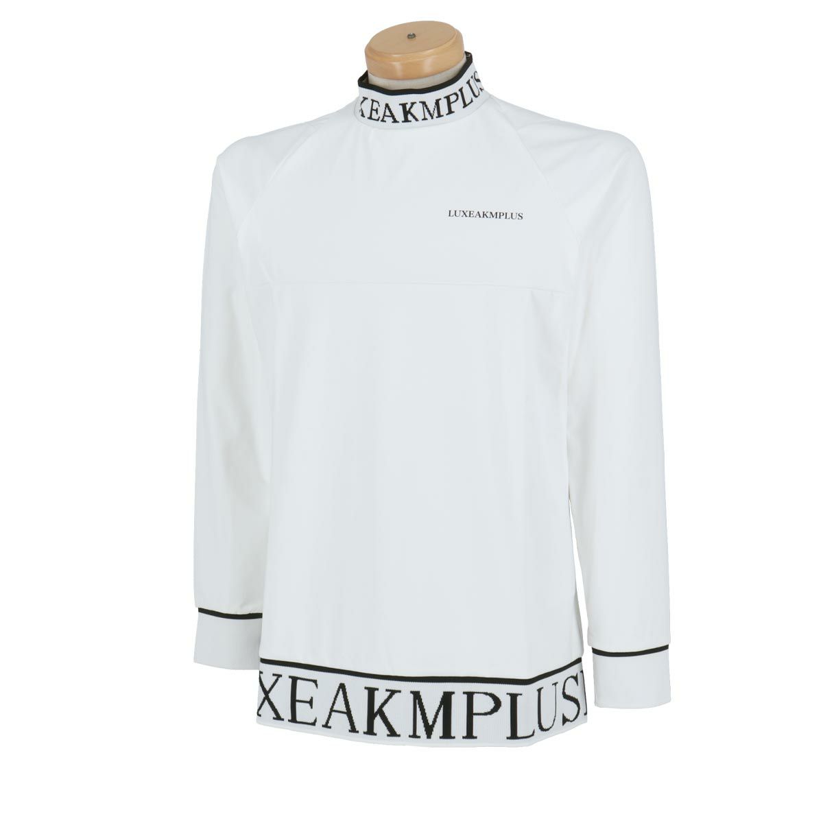 リュクスエイケイエムプラス　軽量 ヘムロゴデザイン 裏微起毛 長袖 モックネックシャツ LAT-24052　2024年モデル ホワイト（SN10）
