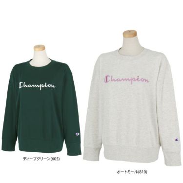 チャンピオンゴルフ ChampionGOLF　レディース ロゴ刺繍 スウェット 長袖 クルーネック プルオーバー CW-AG002　2024年モデル 詳細1