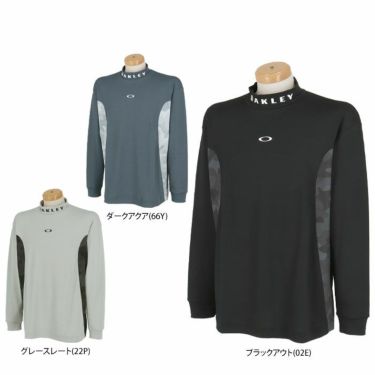 オークリー OAKLEY　メンズ ロゴプリント 生地切替 ストレッチ 長袖 モックネックシャツ FOA406963　2024年モデル 詳細1