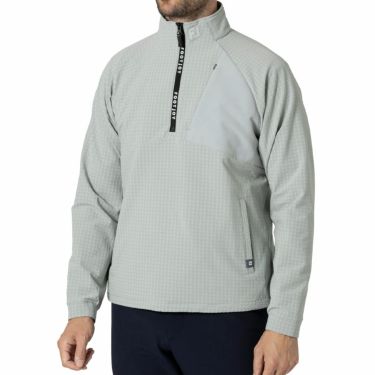 フットジョイ FootJoy　メンズ 撥水 ストレッチ ブロック裏起毛 長袖 ハーフジップ プルオーバー ジャケット FJ-F24-O01　2024年モデル グレー（32217）