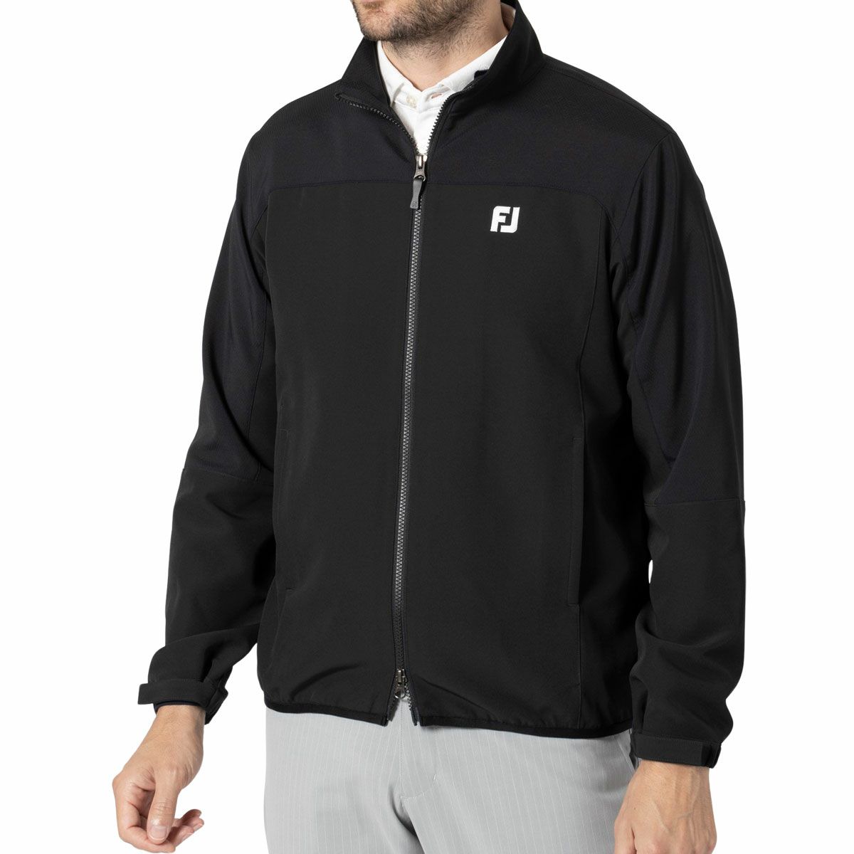 フットジョイ FootJoy　メンズ 撥水 ストレッチ 生地切替 長袖 フルジップ ジャケット FJ-F24-O11　2024年モデル ブラック（32149）