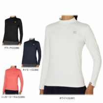 フットジョイ FootJoy　レディース 総柄 シルバーロゴプリント 裏微起毛 長袖 モックネックシャツ FJW-F24-S06　2024年モデル