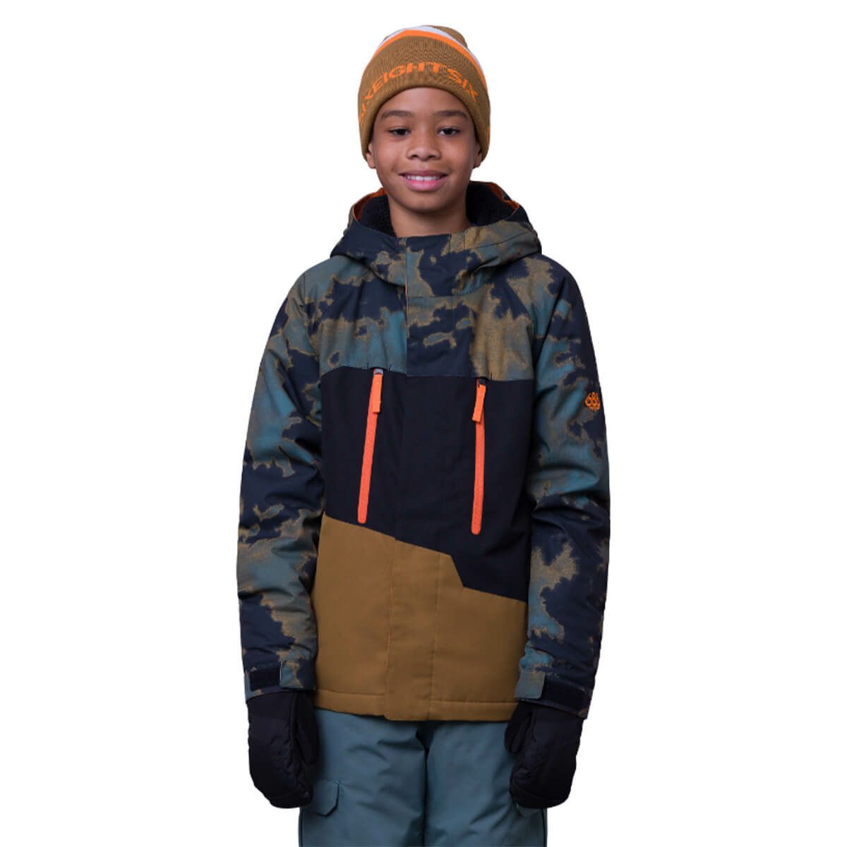 シックスエイトシックス 686　ジュニア スキーウェア ボーイズ ゲオ インシュレーテッド ジャケット GEO INSULATED JACKET M2W504-BNCB 2023-2024 BREEN NEBULA COLORBLOCK