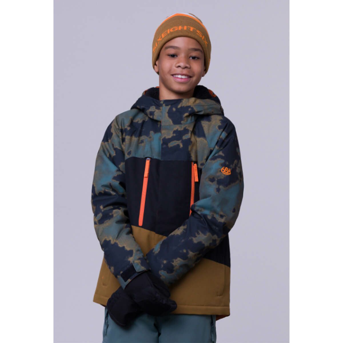 シックスエイトシックス 686　ジュニア スキーウェア ボーイズ ゲオ インシュレーテッド ジャケット GEO INSULATED JACKET M2W504-BNCB 2023-2024 BREEN NEBULA COLORBLOCK