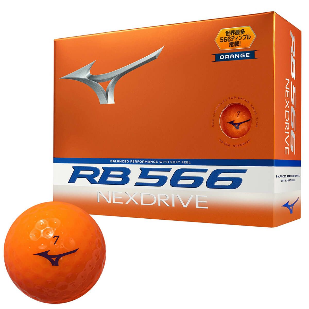 ミズノ MIZUNO　RB 566 NEXDRIVE ネクスドライブ ゴルフボール　1ダース（12球入り）　オレンジ
