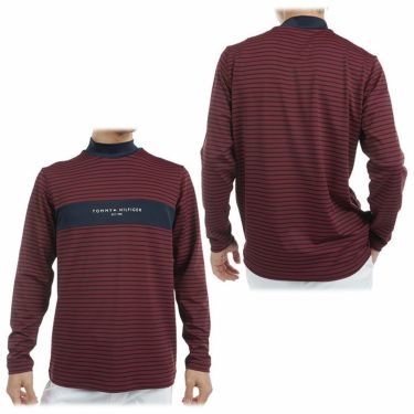 トミー ヒルフィガー ゴルフ　メンズ ロゴプリント 配色切替 ストレッチ 長袖 モックネックシャツ THMA454　2024年モデル 詳細5