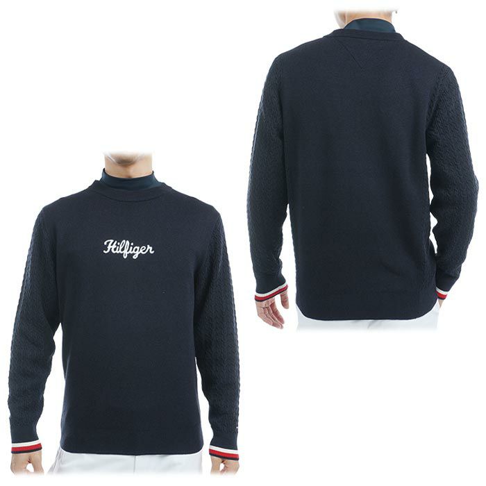 トミー ヒルフィガー ゴルフ　メンズ ロゴデザイン 編地切替 長袖 クルーネック セーター THMA461　2024年モデル 詳細5