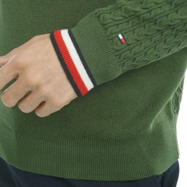 トミー ヒルフィガー ゴルフ　メンズ ロゴデザイン 編地切替 長袖 クルーネック セーター THMA461　2024年モデル 詳細8