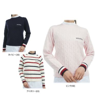トミー ヒルフィガー ゴルフ　レディース ケーブル編み 長袖 クルーネック セーター THLA478　2024年モデル 詳細1