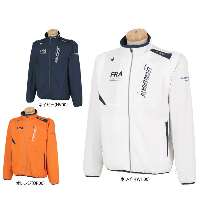 ルコック Le coq sportif　メンズ 撥水 防風 ロゴ刺繍 配色切替 ストレッチ 2WAY フルジップ ブルゾン LG4FWB00M　2024年モデル 詳細1