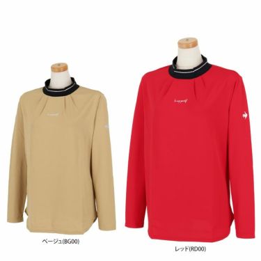 ルコック Le coq sportif　レディース ロゴプリント バイカラー タックネックデザイン 長袖 モックネックシャツ LG4FLS50L　2024年モデル 詳細1