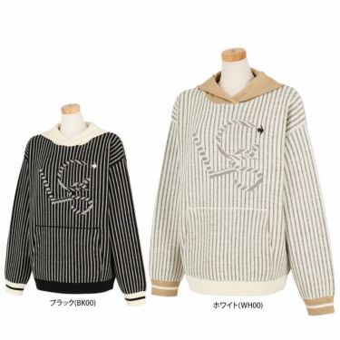 ルコック Le coq sportif　レディース ストライプ柄 ビッグロゴ 長袖 フーディー セーター LG4FST80L　2024年モデル 詳細1