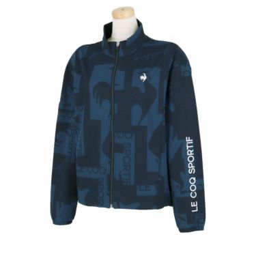 ルコック Le coq sportif　レディース 撥水 ロゴデザイン 総柄 ストレッチ 長袖 フルジップ ブルゾン LG4FWB00L　2024年モデル ネイビー（NV00）