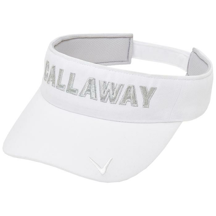 キャロウェイ Callaway　レディース シルバーロゴ刺繍 スエード調 サンバイザー C24291211 1030 ホワイト　2024年モデル ホワイト（1030）