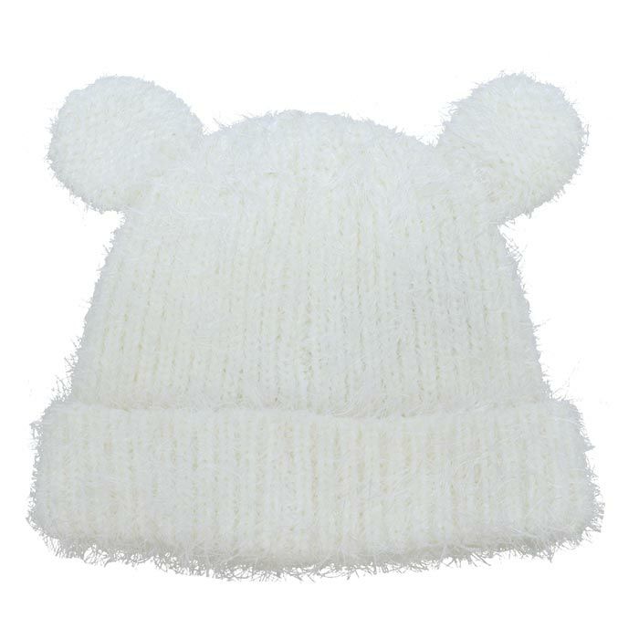 キャロウェイ Callaway　レディース クマ耳付き シェブロンビジュー ビーニー C24291222 1030 ホワイト　2024年モデル 詳細1