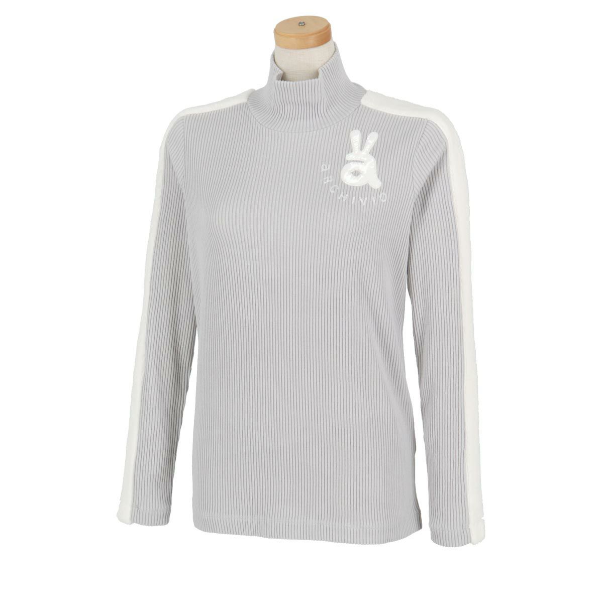 アルチビオ archivio　レディース ボアライン スパンコールワッペン 発熱素材 リブニット 長袖 ハイネック プルオーバー A419104　2024年モデル グレー（089）