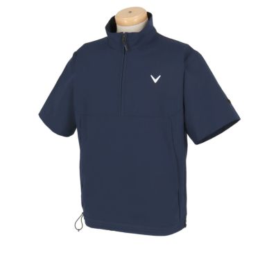 キャロウェイ Callaway　メンズ ロゴプリント ストレッチ 半袖 ハーフジップ ブルゾン C24116100　2024年モデル ネイビー（1120）