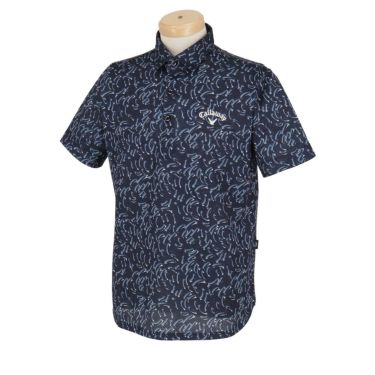 キャロウェイ Callaway　メンズ 総柄 メッシュ生地 半袖 ポロシャツ C24134123　2024年モデル ネイビー（1120）