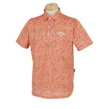 キャロウェイ Callaway　メンズ 総柄 メッシュ生地 半袖 ポロシャツ C24134123　2024年モデル ピンク（1092）
