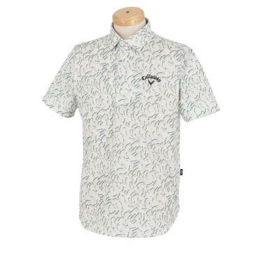 キャロウェイ Callaway　メンズ 総柄 メッシュ生地 半袖 ポロシャツ C24134123　2024年モデル ホワイト（1030）