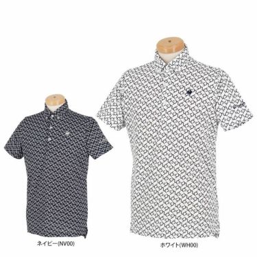 ルコック Le coq sportif　メンズ モノグラムプリント 総柄 ストレッチ 半袖 ボタンダウン ポロシャツ QGMXJA53　2024年モデル 詳細1