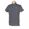 ルコック Le coq sportif　メンズ モノグラムプリント 総柄 ストレッチ 半袖 ボタンダウン ポロシャツ QGMXJA53　2024年モデル ネイビー（NV00）
