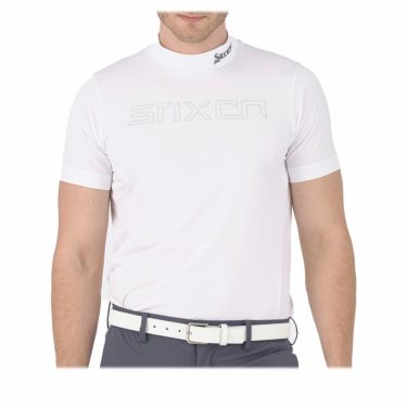 スリクソン SRIXON　メンズ 松山英樹プロモデル ロゴプリント ストレッチ 半袖 モックネックシャツ RGMXJA02　2024年モデル ホワイト（WH00）