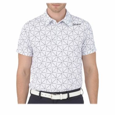 スリクソン SRIXON　メンズ 鹿の子 総柄プリント ストレッチ 半袖 ポロシャツ RGMXJA05　2024年モデル ホワイト（WH00）