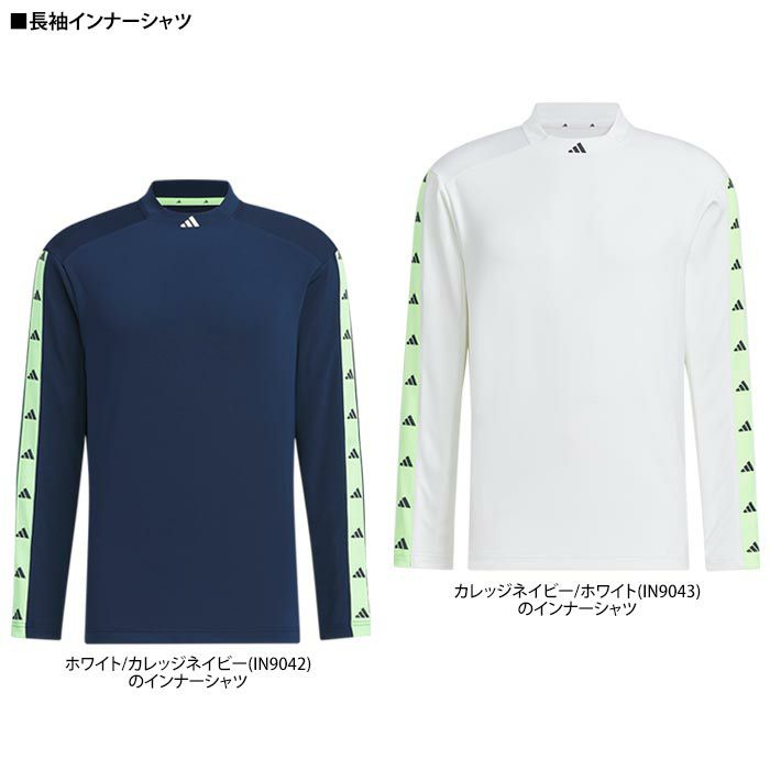 アディダス adidas　メンズ ロゴプリント ストレッチ 半袖 ハーフジップシャツ & ロゴライン 長袖 モックネックシャツ IKK78　2024年モデル 詳細3